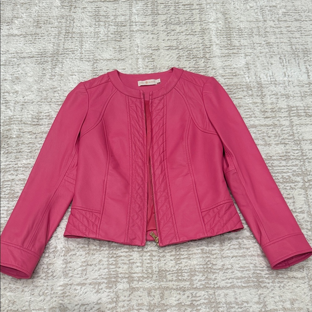 Tory Burch Fuchsia Pink Leather Jacket